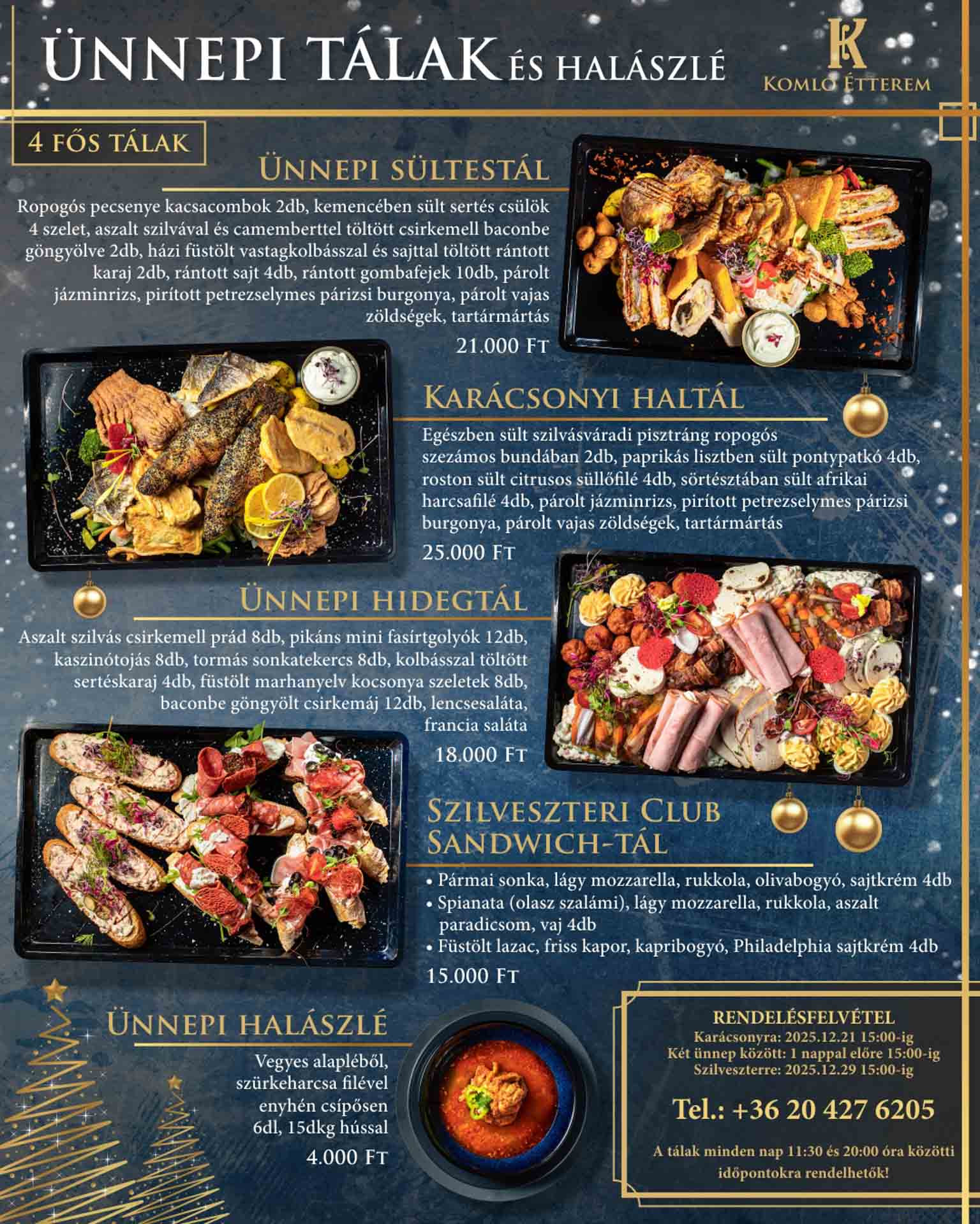 Komló Hotel étterem | Ünnepi ajánlatunk